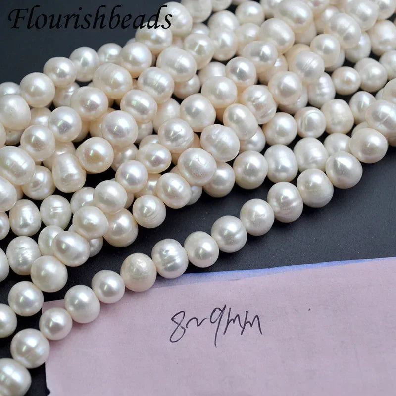 Middle Quality Cheap 5~11mm White Natural Freshwater Pearls Potato Oval Shape Round Beads For Jewelry Making